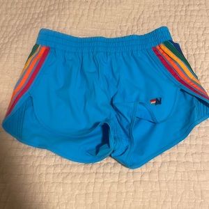 bright blue aviator nation workout shorts size xs